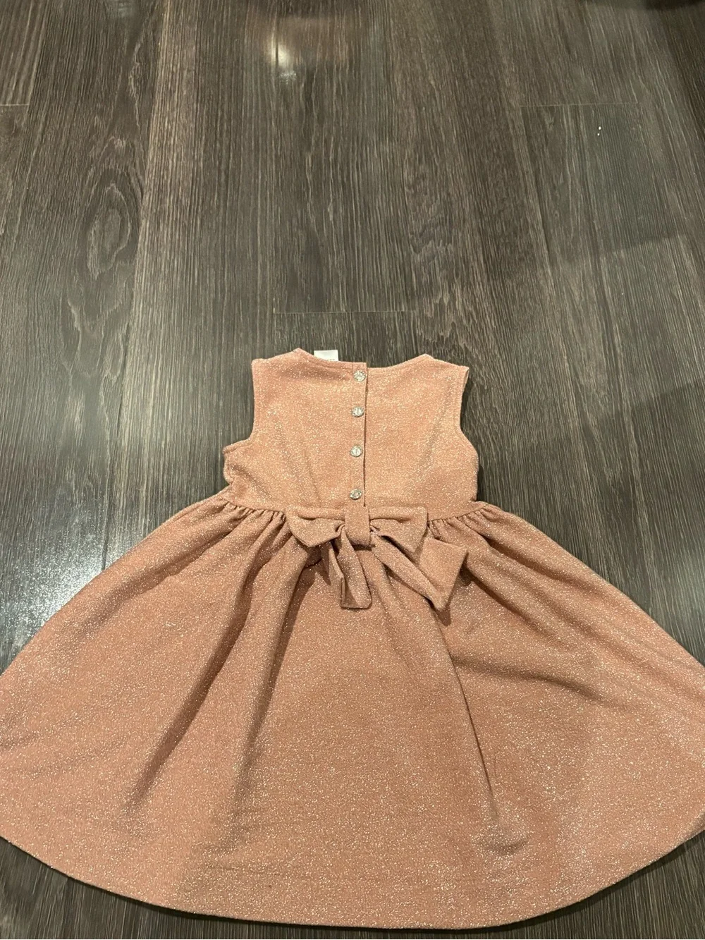 Nordstrom 3Y girls rosy pink sparkly metallic dress with bow and glass buttons